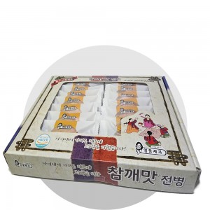 
영양성분
총 내용량 480g / 1봉당 16g(16g 당)
(%)는 1일 영양소 기준치에 대한 비율임



  
    열량
    나트륨
    탄수화물
    당류
    지방
    트랜스지방
    포화지방
    콜레스테롤
    단백질
  
  
    16g66kcal
    5mg1%
    13g4%
    5g5%
    1g2%
    0g 
    0.2g1%
    2mg1%
    2g3%
  





※1일 영양성분 기준치에 대한 비율(%)은 2,000kcal 기준이므로 개인의 필요 열량에 따라 다를 수 있습니다.





원재료명 및 함량




  
    밀가루(박력/미국,호주산)55.3%, 백설탕, 참깨(중국산)3.75%, 계란(국내산)2.15%, 마가린(대두)0.92%, 포도당, 탄산수소암모늄(팽창제), 정제소금(국내산), 밀, 계란, 대두 함유
  






Box size






박스규격

285 × 236 × 41(mm)



카툰박스 (10박스입)

590 × 495 × 230(mm)

